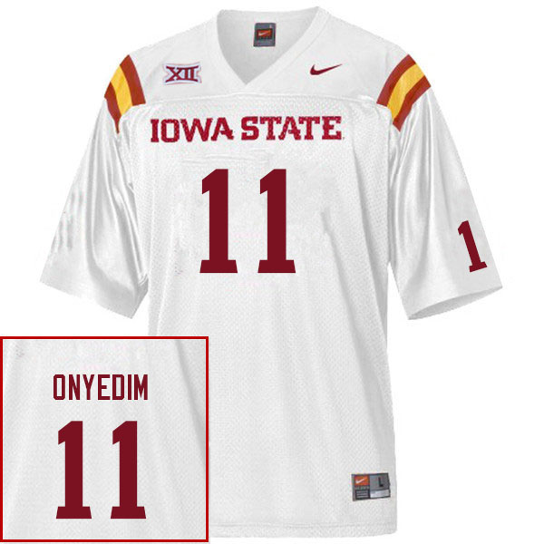 Iowa State Cyclones Men's #11 Tyler Onyedim Nike NCAA Authentic White College Stitched Football Jersey RN42A42LX